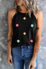 Black Sweet Floral Embroidery Casual Tank Top
