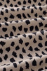 Khaki Leopard Shirred Round Neck Puff Sleeve Blouse