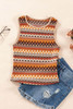 Orange Striped & Geo Jacquard Knit Tank Top