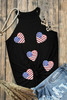 Black Sequin American Flag Heart Graphic Tank Top