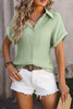 Clearly Aqua Crinkle Textured Cuffed Short Sleeve Shirt