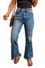 Light Blue Distressed Flare Leg Jeans