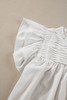 White Smocked Ruffle Sleeve Blouse