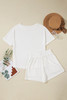 White Casual Textured Tee and Drawstring Shorts Set