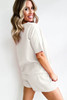 White Casual Textured Tee and Drawstring Shorts Set White Casual Textured Tee and Drawstring Shorts Set