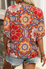 Red Floral Print Batwing Sleeve V Neck Blouse Red Floral Print Batwing Sleeve V Neck Blouse