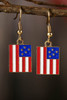 Dark Blue American Flag Print Patriotic Hook Earrings Dark Blue American Flag Print Patriotic Hook Earrings