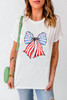 White Stripes and Stars Bowknot Print T Shirt