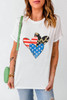 White Stars Stripe Leopard Heart Shape Graphic T Shirt