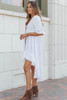 White Half Sleeve Ruffled High Low Kimono