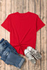 Red USA Flag Heart Shape Crewneck Graphic T Shirt