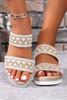 Beige Crochet Dual Band Wedge Slippers