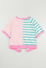 Pink Stripe Contrast Patchwork Oversized T Shirt Pink Stripe Contrast Patchwork Oversized T Shirt