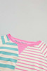 Pink Stripe Contrast Patchwork Oversized T Shirt Pink Stripe Contrast Patchwork Oversized T Shirt