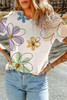 Beige Summer Flower Print Casual Round Neck T Shirt Beige Summer Flower Print Casual Round Neck T Shirt