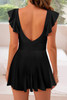 Black 2-tone Patchwork Crossed Cutout One Piece Swimdress