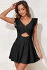 Black 2-tone Patchwork Crossed Cutout One Piece Swimdress