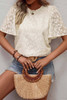 Beige Elegant Jacquard Butterfly Sleeve Blouse