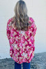 Red Floral Print Short Sleeve Plus Size Blouse