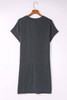 Gray Sequin Flag Stars Ribbed Shift T-shirt Dress