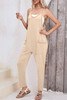 Apricot Side Pockets Harem Pants Sleeveless V Neck Jumpsuit