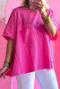 Bright Pink Patched Pocket Exposed Seam Oversize T-shirt