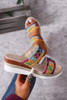 Multicolour Random Color Crochet Dual Band Wedge Slippers