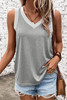 Gray Ribbed V Neck Tank