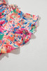 Multicolour Floral Ruffled Sleeve V Neck Summer Blouse