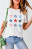 White Flag Day Stars Print Crew Neck T Shirt White Flag Day Stars Print Crew Neck T Shirt