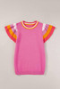 Bright Pink Contrast Flutter Sleeves Knitted Sweater T Shirt