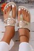 Beige Metal Décor Leather Thong Slippers Beige Metal Décor Leather Thong Slippers