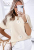 Beige Flower Pattern Short Sleeve Knitted Top