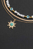 Gold Sun Turquoise Pearl Beaded Multi Layered Pendant Necklace