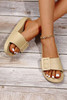 Parchment Buckle Decor Wide Band Thick Sole Slippers