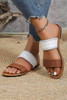 Chestnut Faux Leather Woven Strap Flat Slippers Chestnut Faux Leather Woven Strap Flat Slippers
