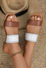 Chestnut Faux Leather Woven Strap Flat Slippers
