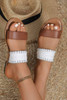 Chestnut Faux Leather Woven Strap Flat Slippers Chestnut Faux Leather Woven Strap Flat Slippers