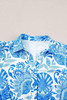 Sky Blue Retro Floral Print Drawstring Waist Ruffled Mini Dress Sky Blue Retro Floral Print Drawstring Waist Ruffled Mini Dress