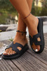 Black Cutout Design Open Toe Platform Slippers Black Cutout Design Open Toe Platform Slippers