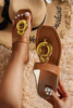 Brown Metal Rings Decor Square Toe Flat Slippers Brown Metal Rings Decor Square Toe Flat Slippers