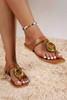 Brown Metal Rings Decor Square Toe Flat Slippers Brown Metal Rings Decor Square Toe Flat Slippers
