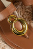 Brown Metal Rings Decor Square Toe Flat Slippers Brown Metal Rings Decor Square Toe Flat Slippers
