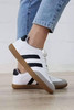 White Striped Lace-up Flat Sneakers White Striped Lace-up Flat Sneakers
