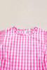 Rose Red Checkered Ruffled Sleeve Frilled Neck Blouse Rose Red Checkered Ruffled Sleeve Frilled Neck Blouse