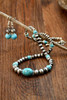 Silvery Western Turquoise Beaded Necklace and Earring Set
