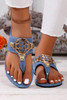 Dusk Blue Metal Décor Leather Thong Slippers Dusk Blue Metal Décor Leather Thong Slippers