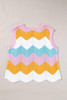Multicolour Striped Colorblock Scalloped Hem Knitted Vest