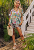 White Tropical Floral Print Ruffled Short Sleeve Blouse White Tropical Floral Print Ruffled Short Sleeve Blouse
