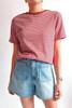 Pink Stripe Crew Neck Casual T Shirt Pink Stripe Crew Neck Casual T Shirt